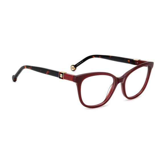 Carolina Herrera Burgundy Cat-Eye Glasses with Tortoiseshell Temples